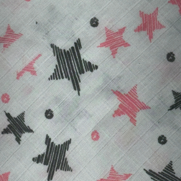Muslin Cotton Baby Wipes – Soft Reusable Cloth Napkins for Newborns & Infants (Pink & Black Star Print)