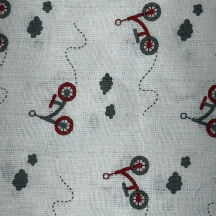 Muslin Cotton Baby Wipes – Soft Reusable Cloth Napkins for Newborns & Infants (Tricycle Print)