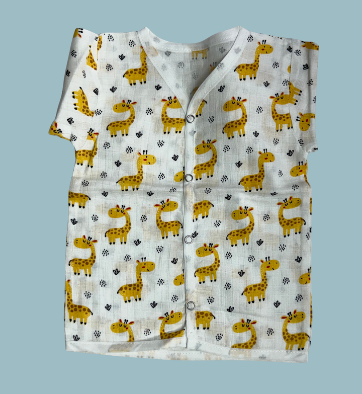 Baby Muslin Cotton Full Sleeve Jabla – Giraffe Print