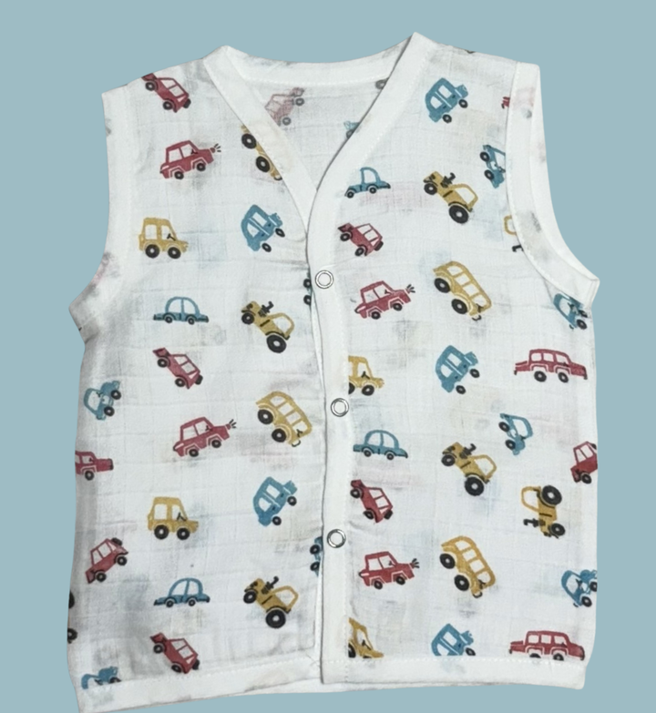 Muslin Cotton Baby Jabla – Front Open | Car Print