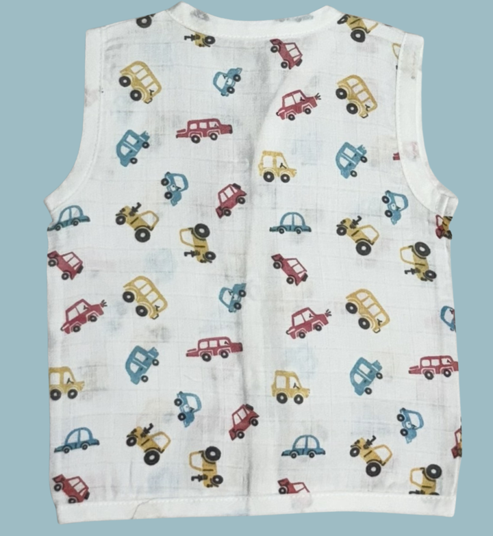 Muslin Cotton Baby Jabla – Front Open | Car Print