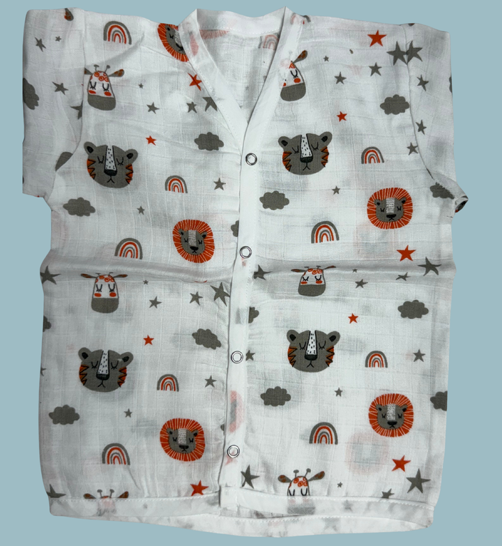 Baby Muslin Cotton Full Sleeve Jabla – Safari Animal Print