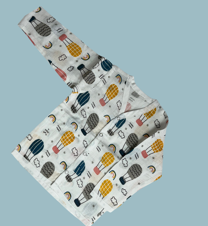 Baby Muslin Cotton Full Sleeve Jabla – Hot Air Balloon Print