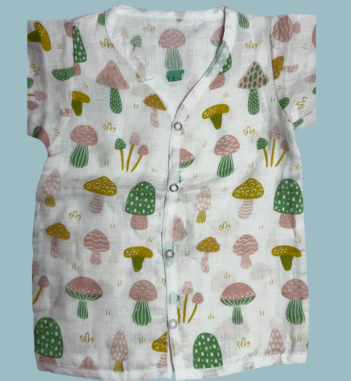 Baby Muslin Cotton Full Sleeve Jabla – Mushroom Print
