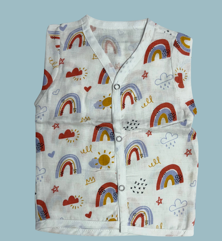 Baby Muslin Cotton Full Sleeve Jabla – Rainbow Print