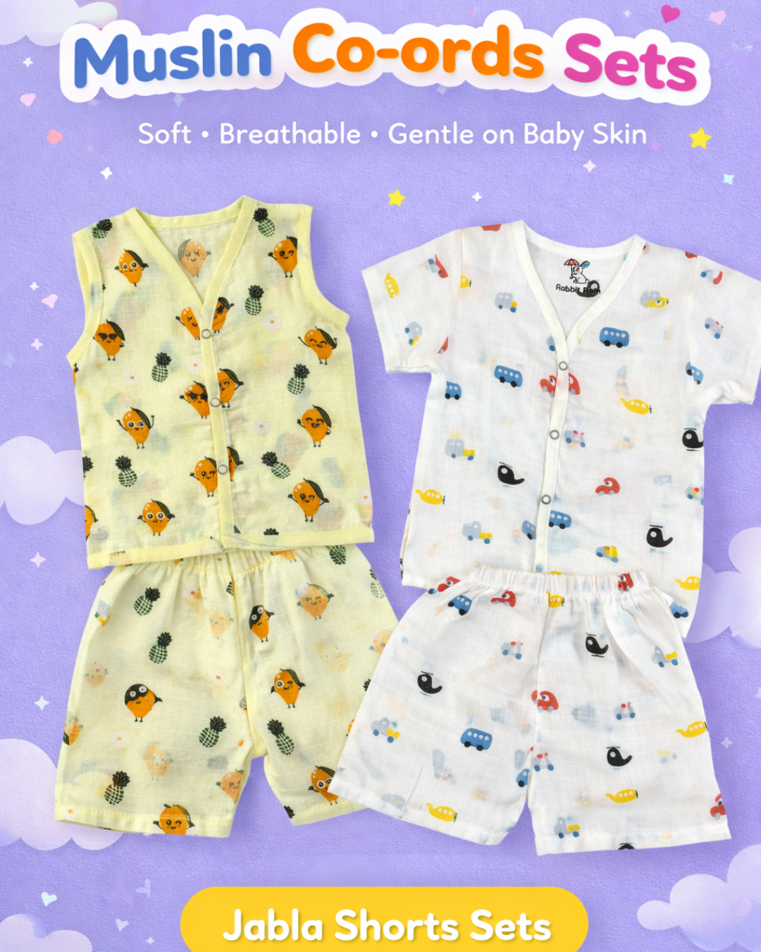 Muslin Co-ord Sets for Babies | Rabbit Rain