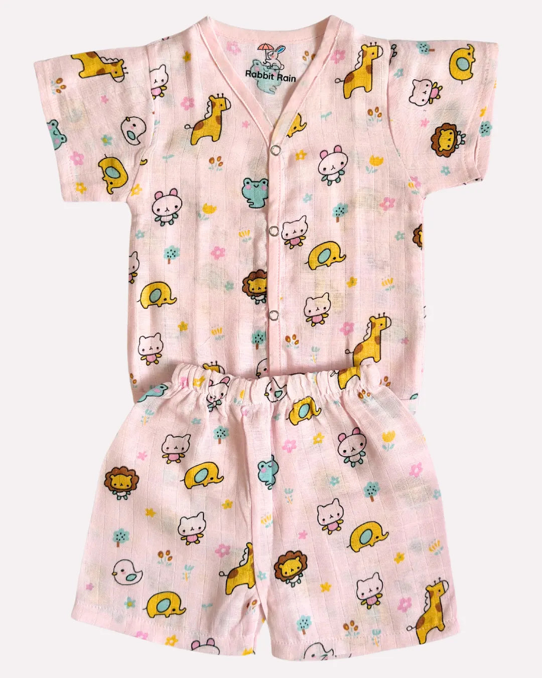 Muslin cotton jabla and short set cartoon