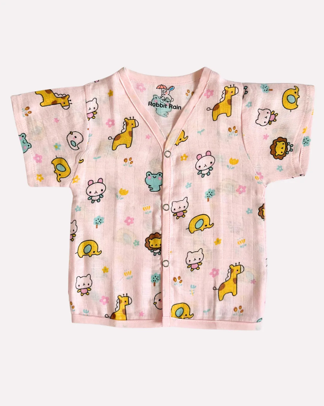 Muslin Cotton Jabla & Shorts Set – Cute animal Print | Premium Baby Co-ord Set