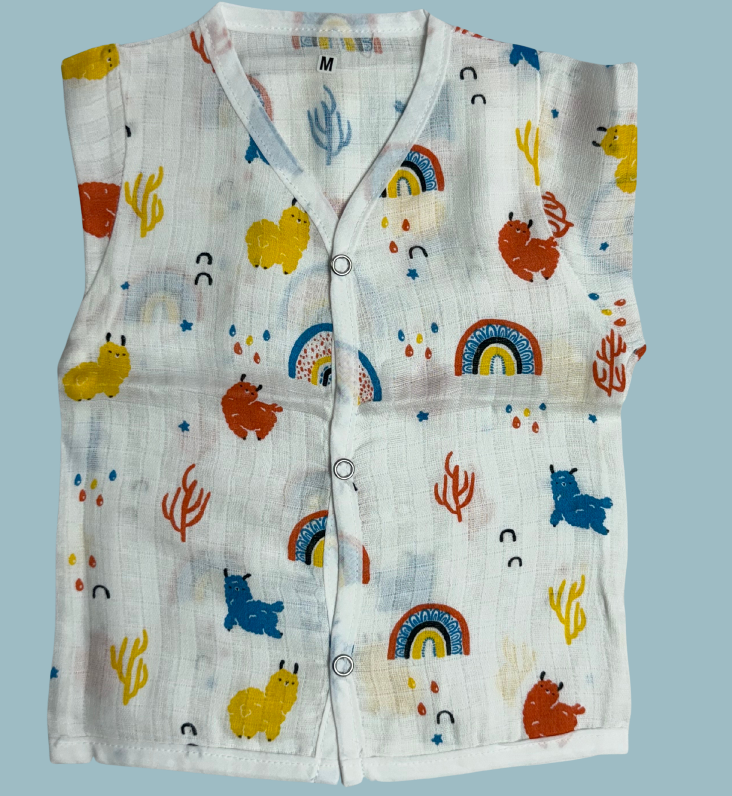 Baby Muslin Cotton Full Sleeve Jabla – Animal & Rainbow Print