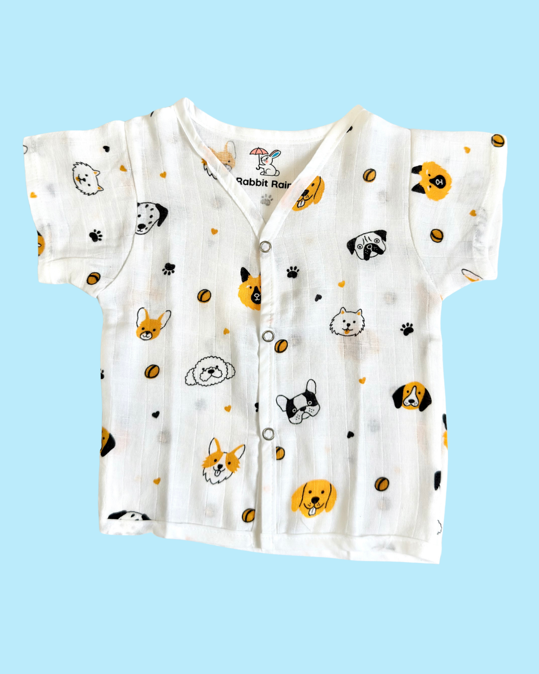 Premium Muslin Cotton Half Sleeve Jabla & Shorts Set – Puppy Print