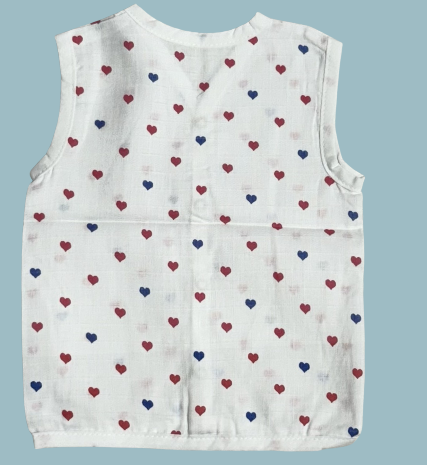 Muslin Cotton Baby Jabla Combo – Sleeveless Front Open | Mushroom, Hearts & Bunny Print (Pack of 3)