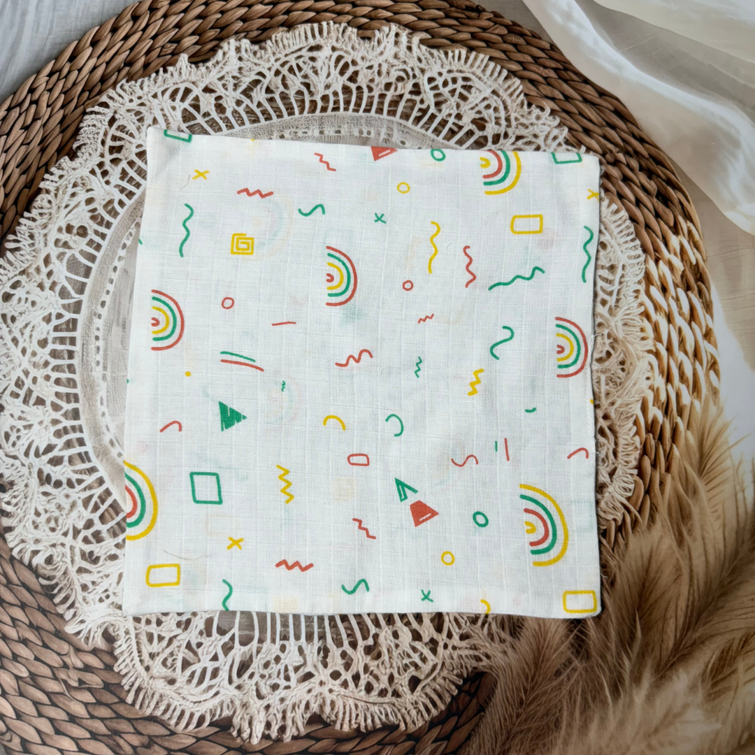 Muslin Cotton Baby Wipes – Set of 3 Reusable Cloth Napkins (Assorted Prints – Random 3)