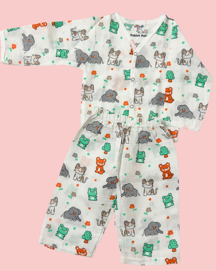 Premium Muslin Cotton Full sleeve Jabla Pyjama / Night Suit - Animal