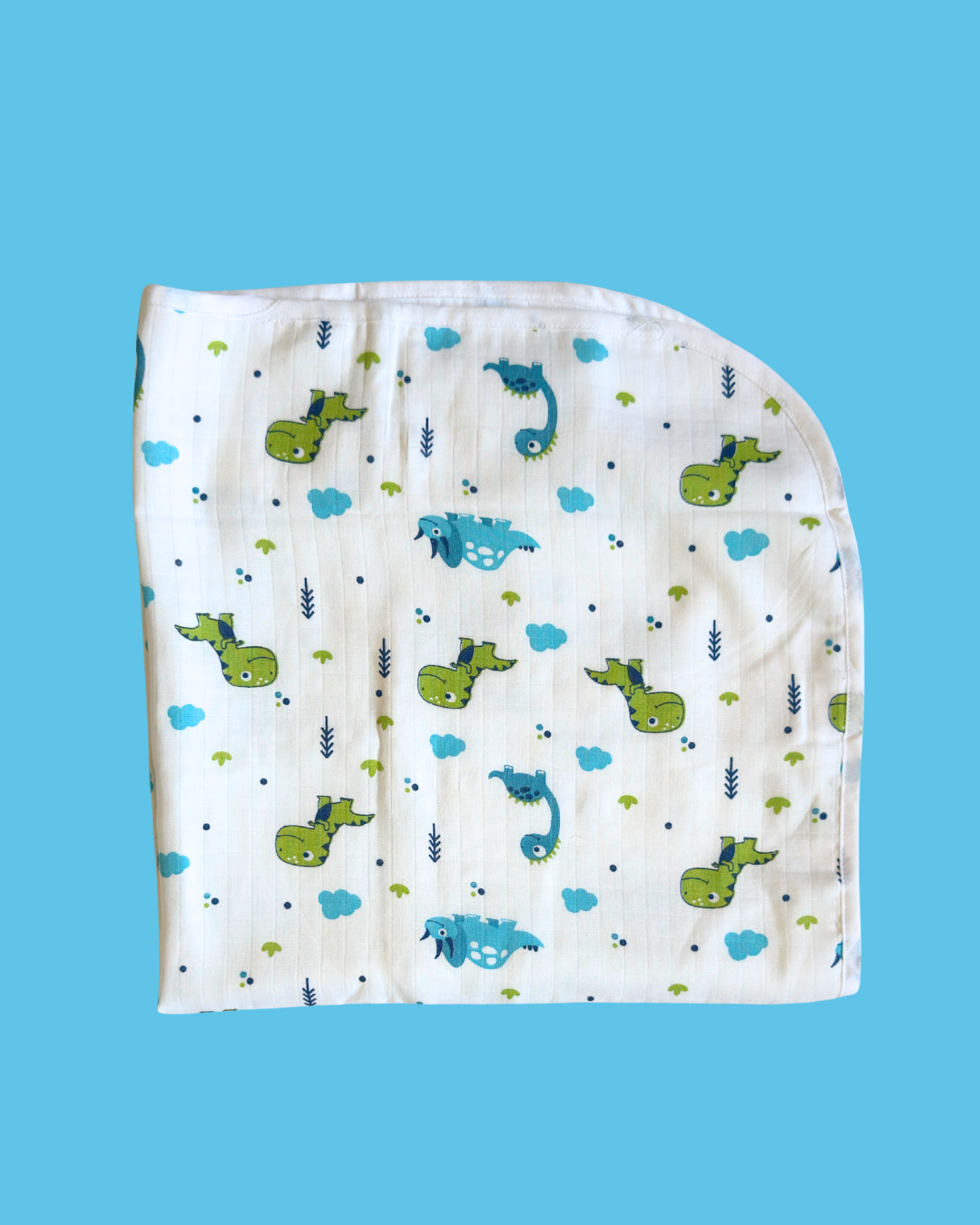 Muslin Cotton Baby Hooded Towel - Dino