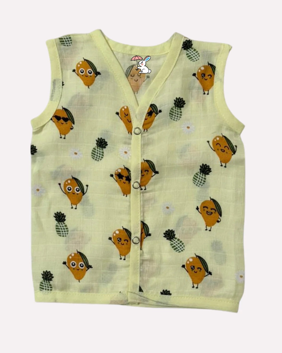 Lemon Yellow Sleeveless Jabla Co Ord Set – 100% Muslin Cotton – Mango Garden