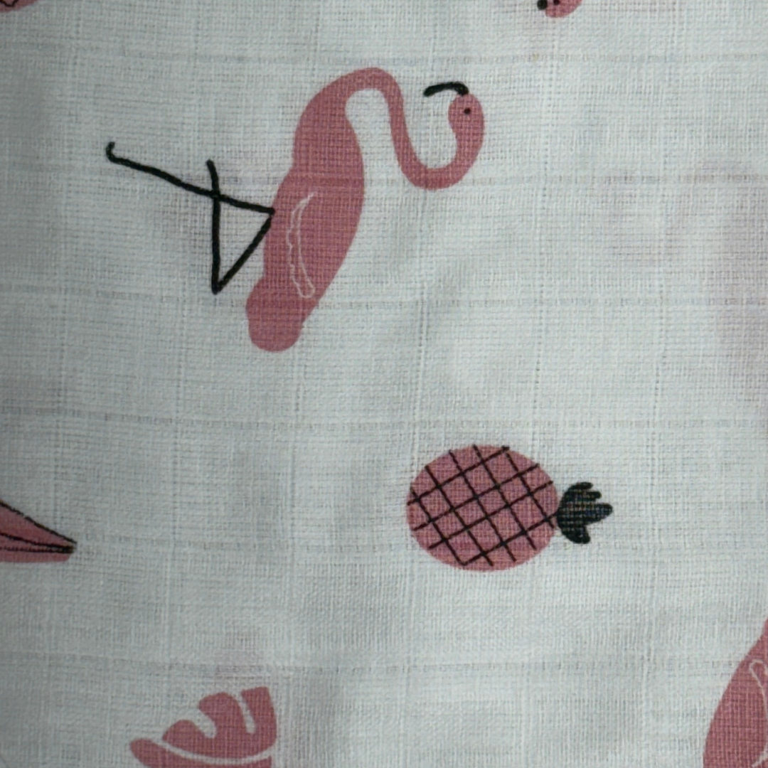 Muslin Cotton Baby Wipes – Soft Reusable Cloth Napkins for Newborns & Infants (Flamingo & Pineapple Print)
