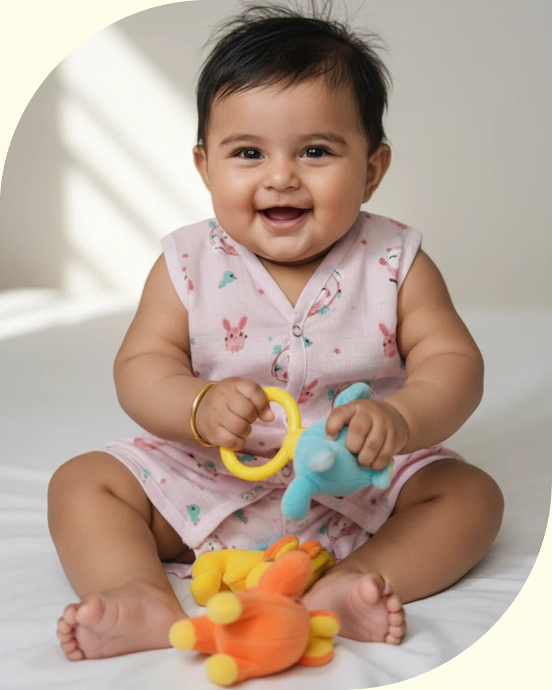 Sleeveless Jabla Co Ord Set – 100% Muslin Cotton – Owl Bunny