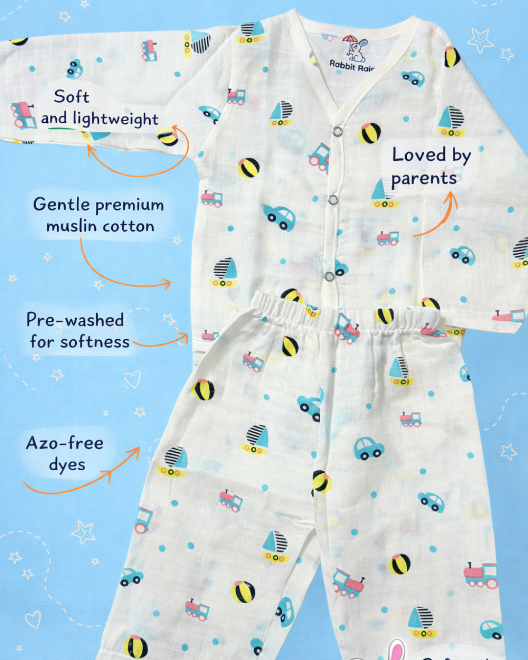 Premium Muslin Cotton Full sleeve Jabla Pyjama / Night Suit - Toy