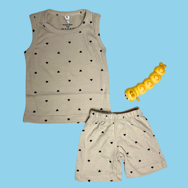 Unisex Sleeveless Co-ord Set –Black Heart | 100% Premium Cotton