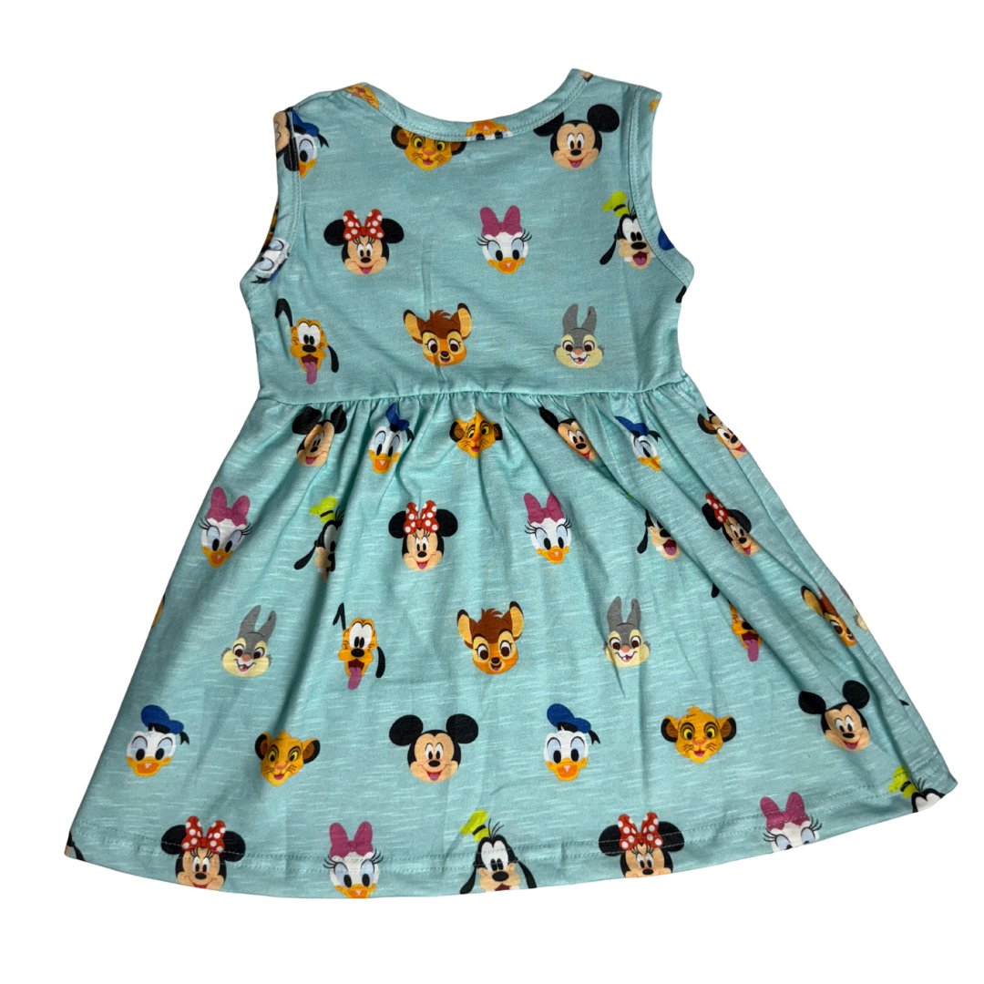 Baby Girl Sleeveless Cotton Frock – Blue Disney Print