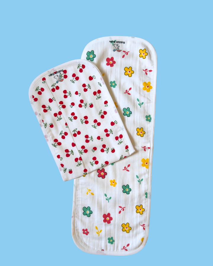 Muslin Cotton Baby Burp Cloth – Feeding Time - Pack of  2