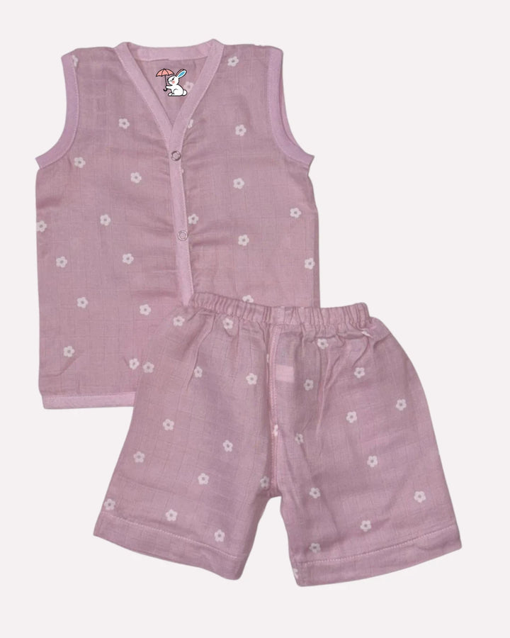 Sleeveless Jabla Co Ord Set  – 100% Muslin Cotton – Little Daisy