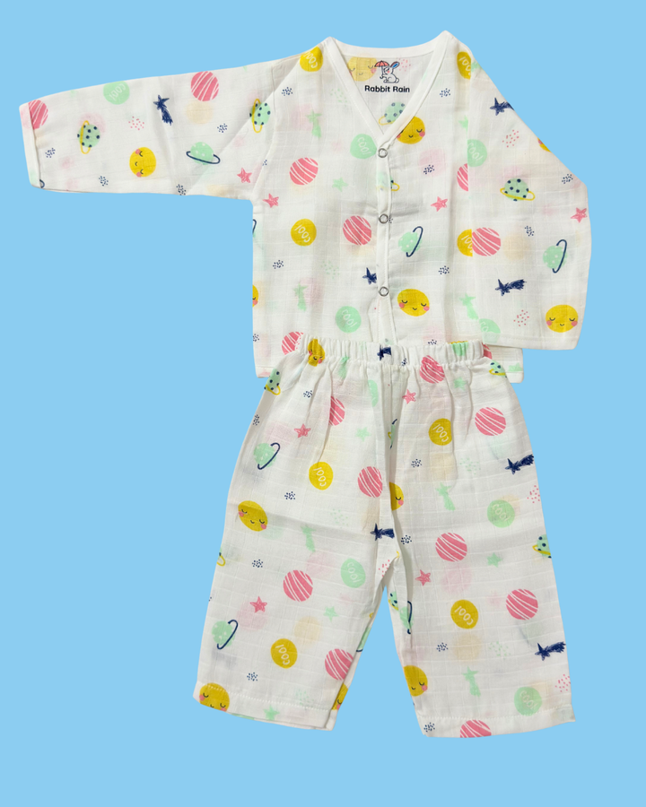 Premium Muslin Cotton Full sleeve Jabla Pyjama / Night Suit - Space