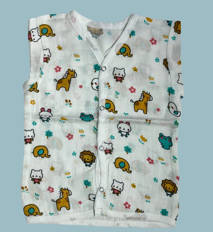 Baby Muslin Cotton Full Sleeve Jabla – Cartoon Animals Print