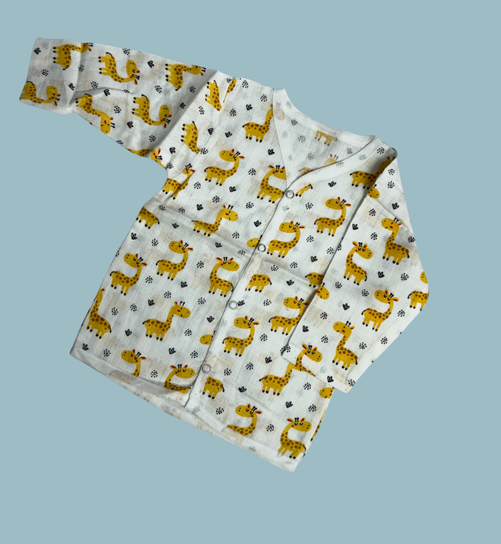 Baby Muslin Cotton Full Sleeve Jabla – Giraffe Print
