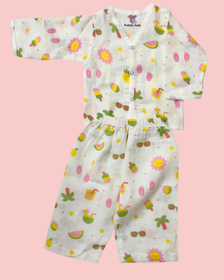 Premium Muslin Cotton Full sleeve Jabla Pyjama / Night Suit - Summer