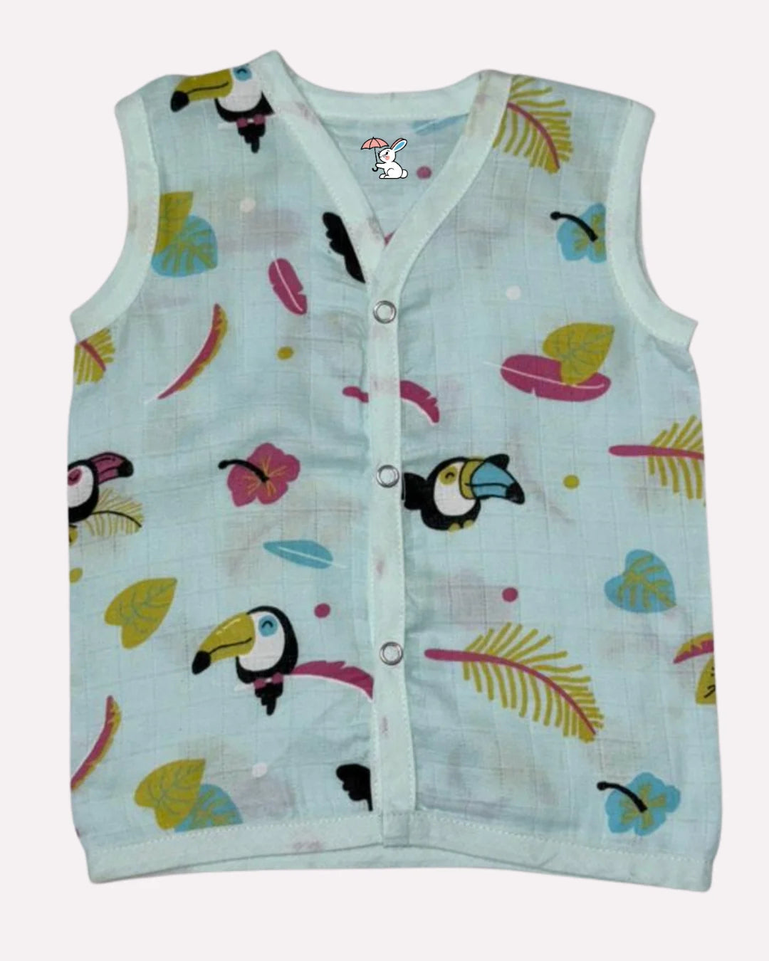 Sleeveless Jabla Co Ord Set – 100% Muslin Cotton – Tropical Toucan