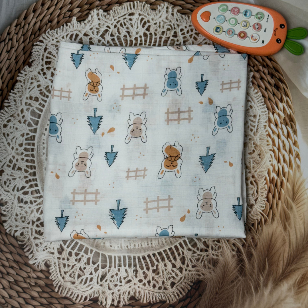 Muslin Cotton Baby Swaddle – 3 Pack Combo | Soft & Breathable 100 x 100 cm Blankets (Assorted Prints)