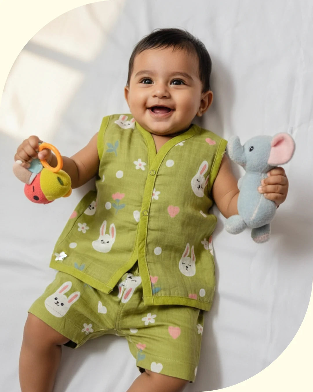 Sleeveless Jabla Co Ord Set – 100% Muslin Cotton – Bunny Bloom