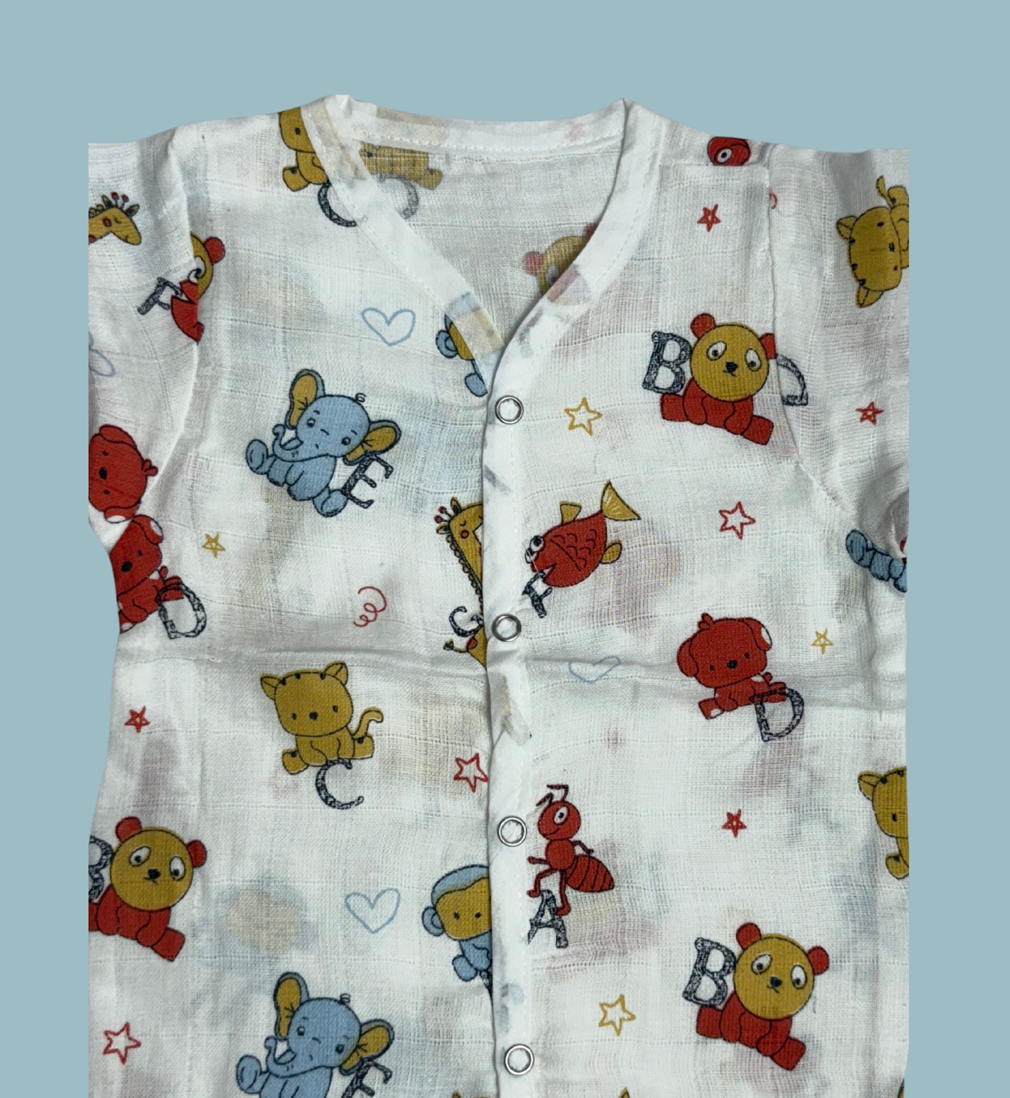 Baby Muslin Cotton Full Sleeve Jabla – Animal Friends Print