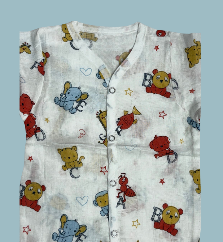 Baby Muslin Cotton Full Sleeve Jabla – Animal Friends Print