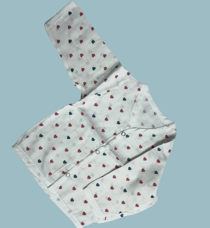 Baby Muslin Cotton Full Sleeve Jabla – Heart Print