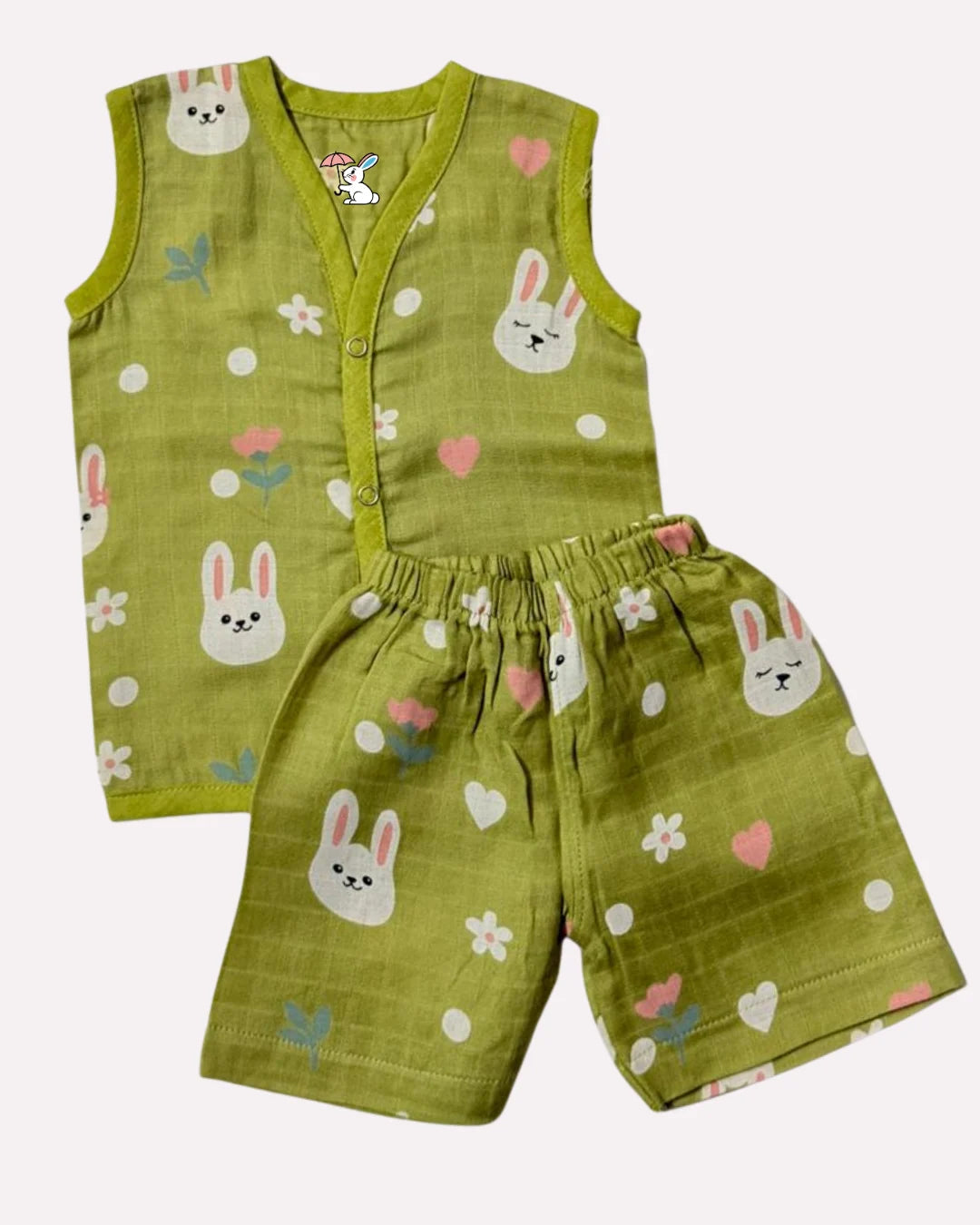 Sleeveless Jabla Co Ord Set – 100% Muslin Cotton – Bunny Bloom