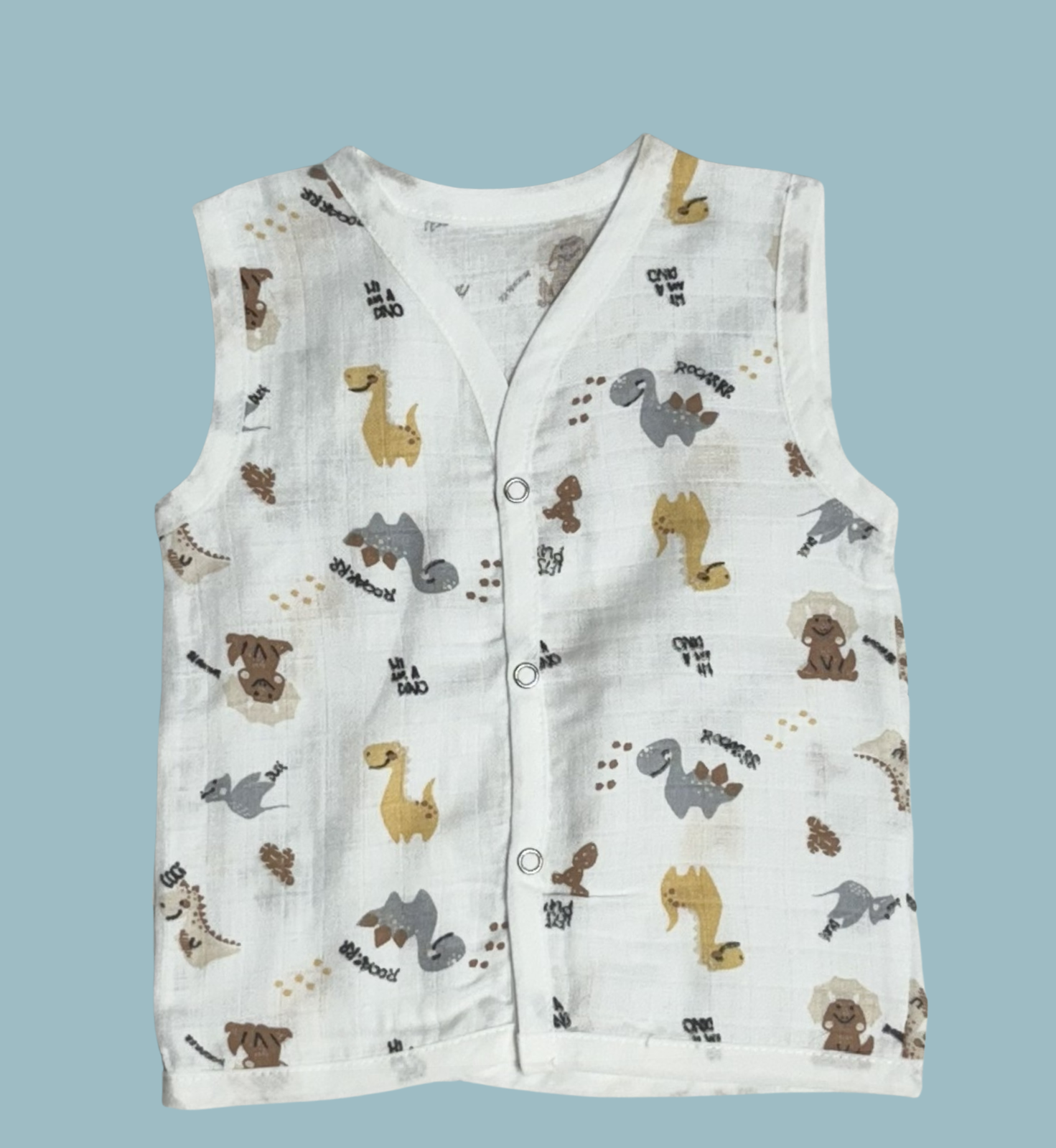 Muslin Cotton Baby Jabla – Front Open | Dino Print