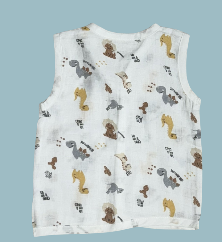 Muslin Cotton Baby Jabla – Front Open | Dino Print