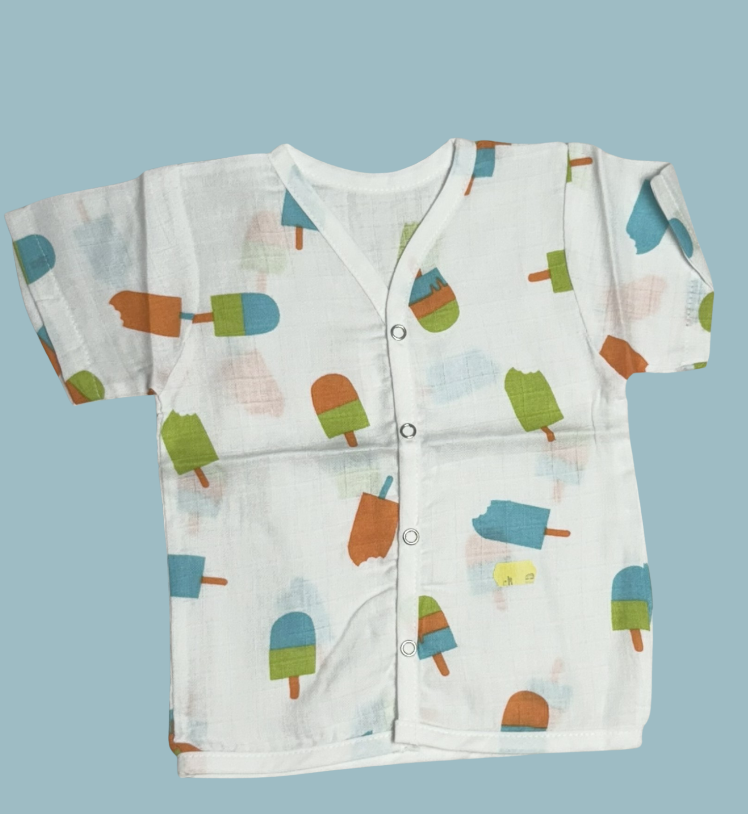 Baby Muslin Cotton Half Sleeve Button Jabla – Ice Cream Popsicle Print