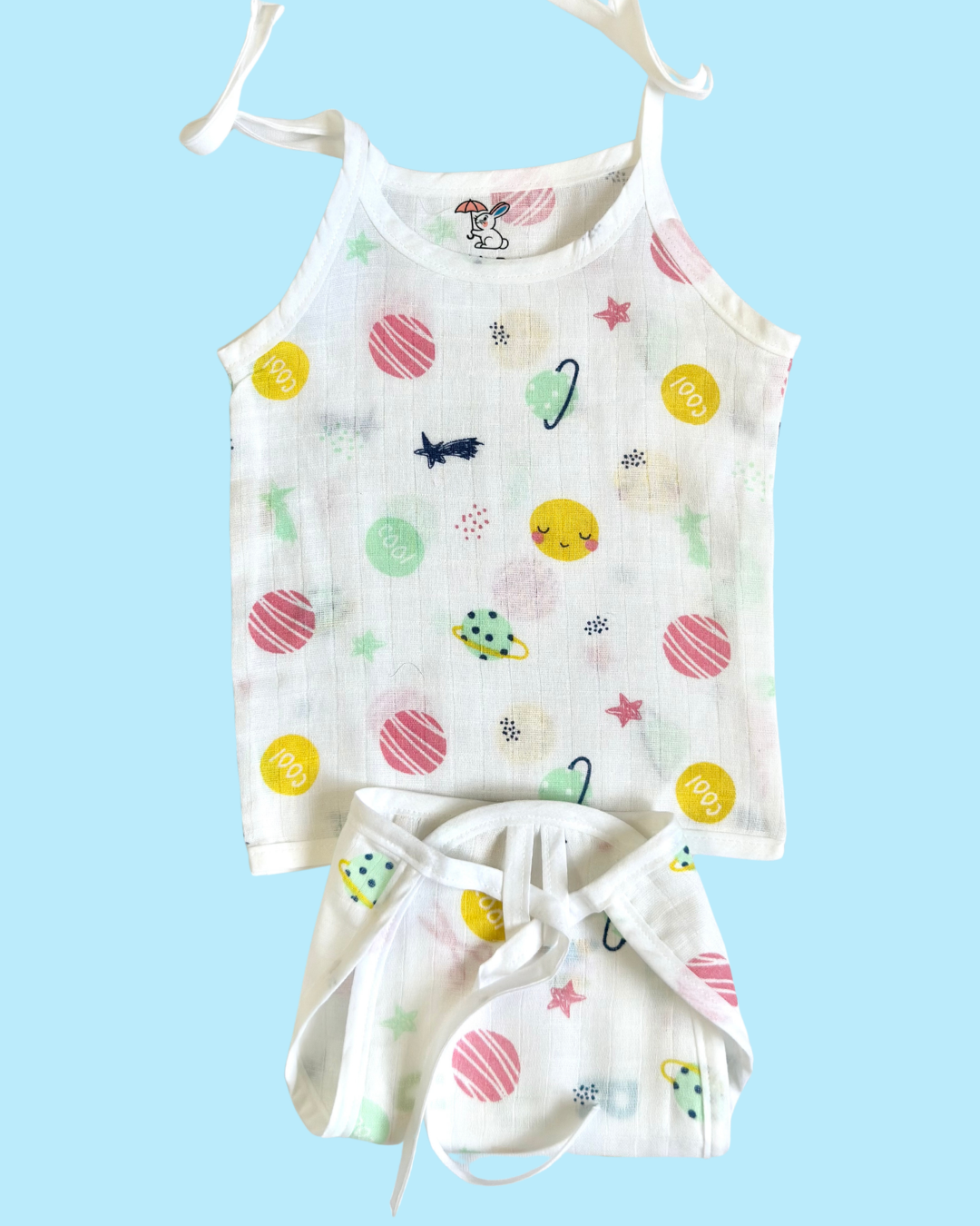 100% Muslin Cotton Knot Jabla & Nappy Set - Little Galaxy