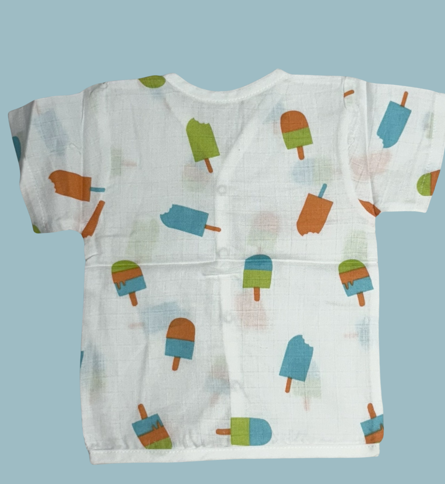 Baby Muslin Cotton Half Sleeve Button Jabla – Ice Cream Popsicle Print
