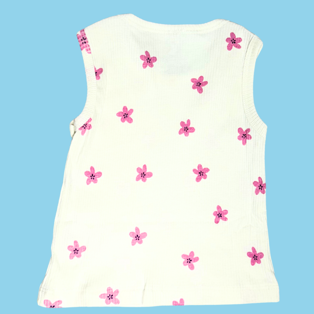 Unisex Sleeveless Co-ord Set – Pink Flower | 100% Premium Cotton