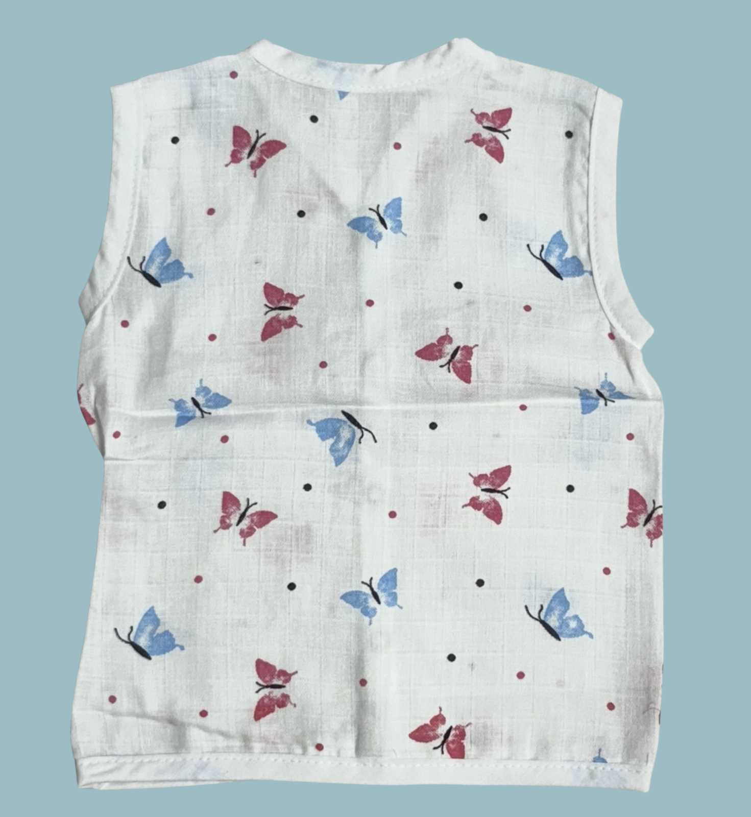 Muslin Cotton Baby Jabla Combo – Sleeveless Front Open | Stars, Butterflies & Forest Print (Pack of 3)