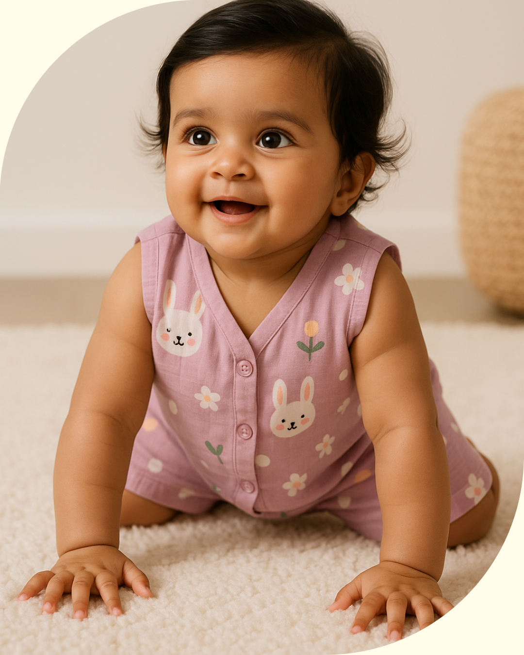 Kids Muslin Cotton Print Lilac Bunny Co-ord Set – Soft & Breathable