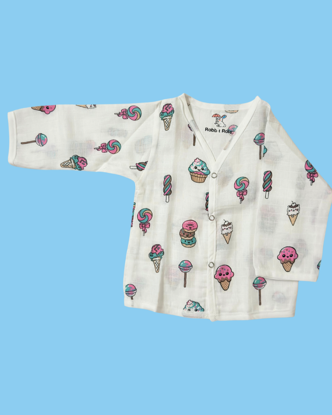 Premium Muslin Cotton Full sleeve Jabla Pyjama / Night Suit - Candy