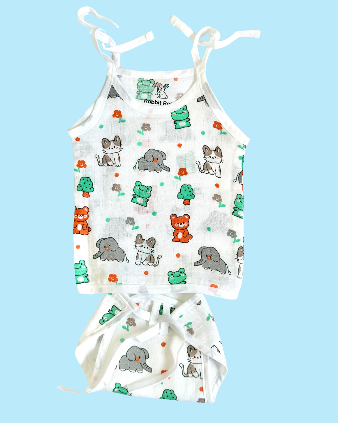 100% Muslin Cotton Knot Jabla & Nappy Set - Little Forest