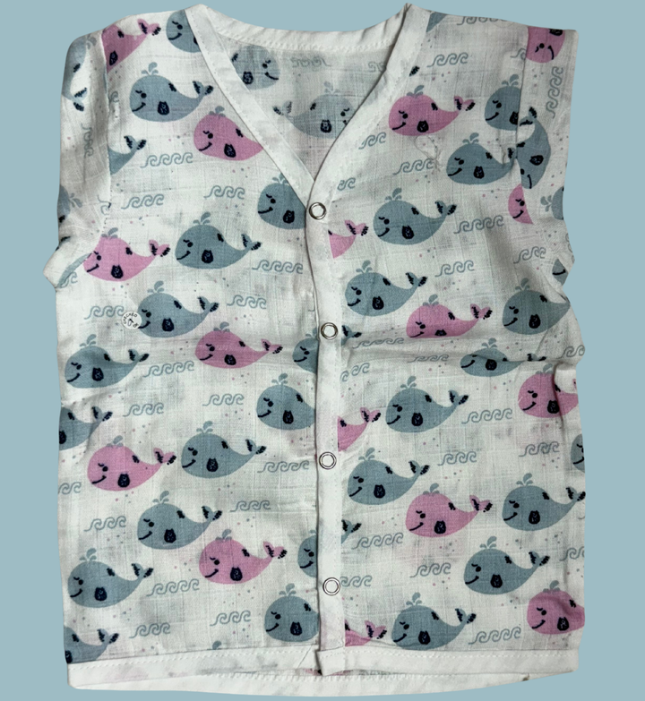 Baby Muslin Cotton Full Sleeve Jabla – Whale Print