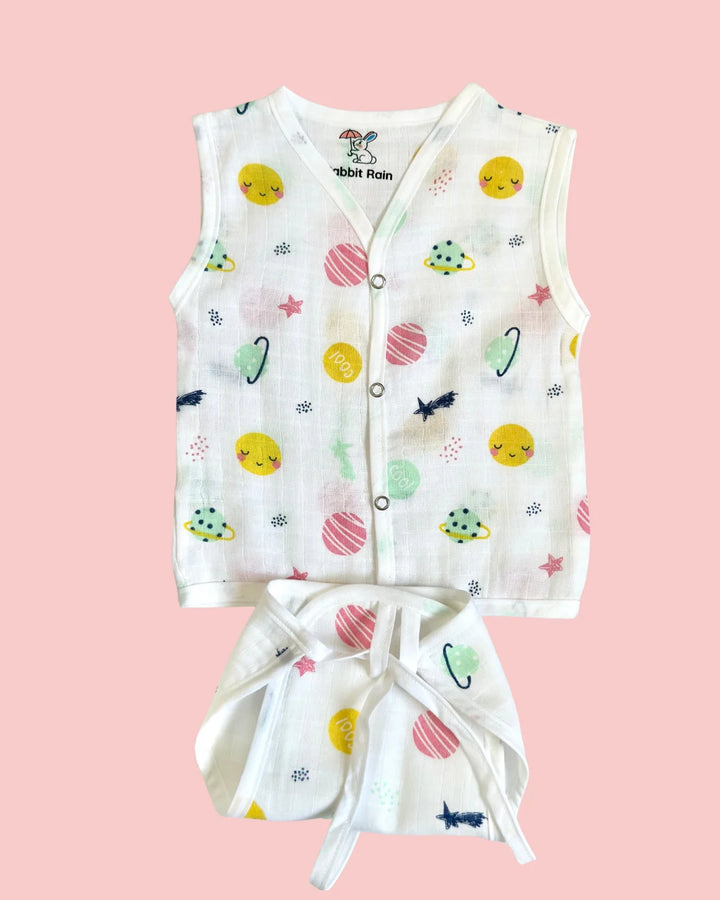Premium Muslin Cotton Sleeveless Jabla & Nappy Set – Little Galaxy