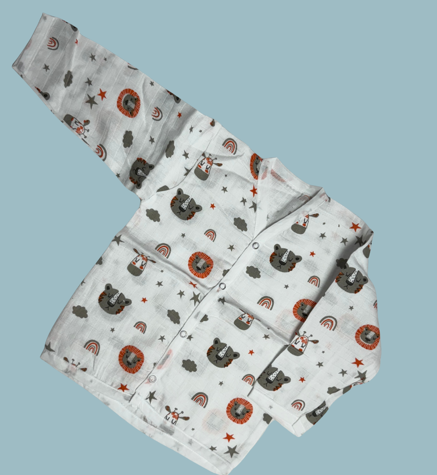 Baby Muslin Cotton Full Sleeve Jabla – Safari Animal Print